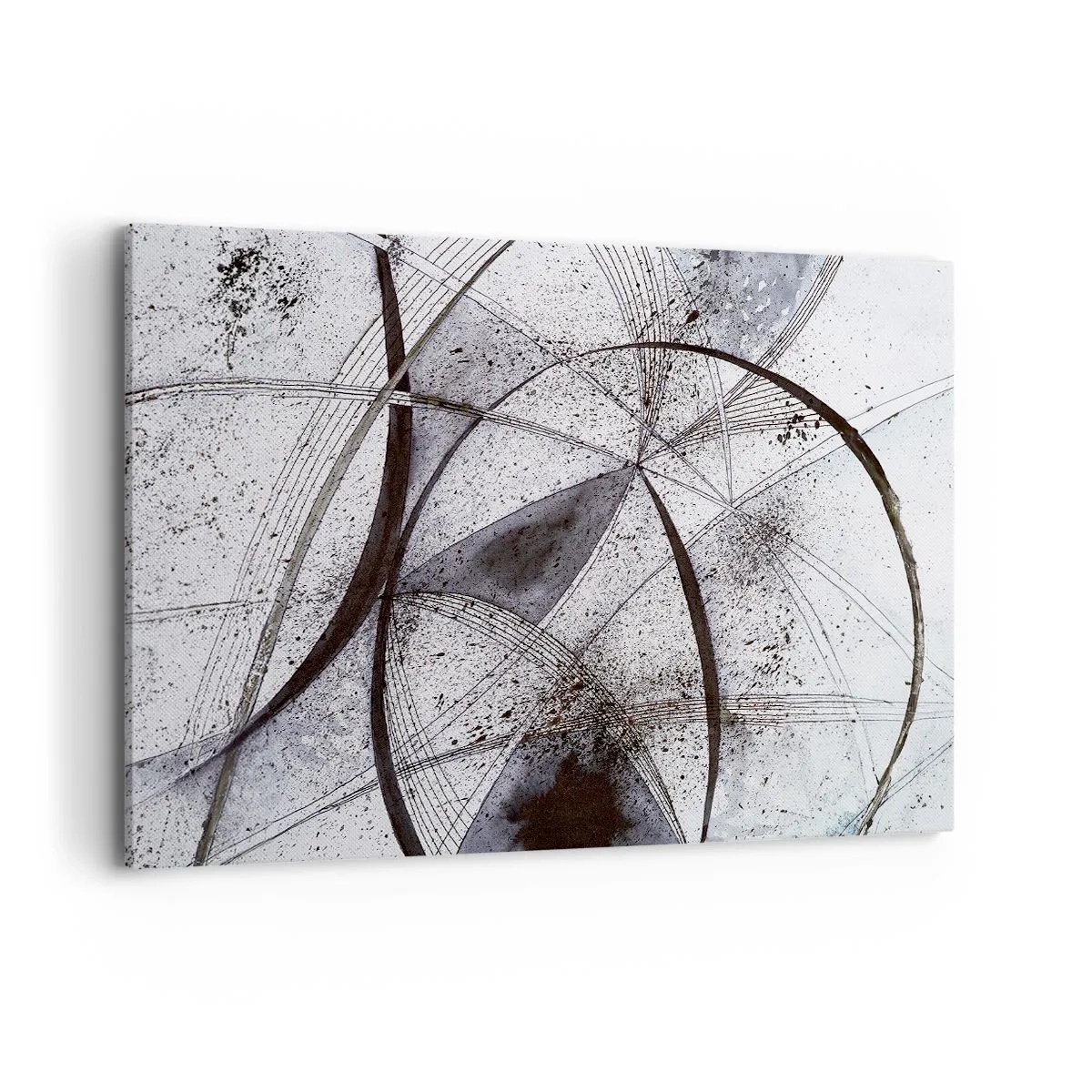 Quadro su tela - Stampe su Tela - Linee e forme astratte nelle tonalità del grigio e del nero - 120x80cm - Fantasia futuristica - Decorazione murale moderna per soggiorno e camera da letto ARTTOR