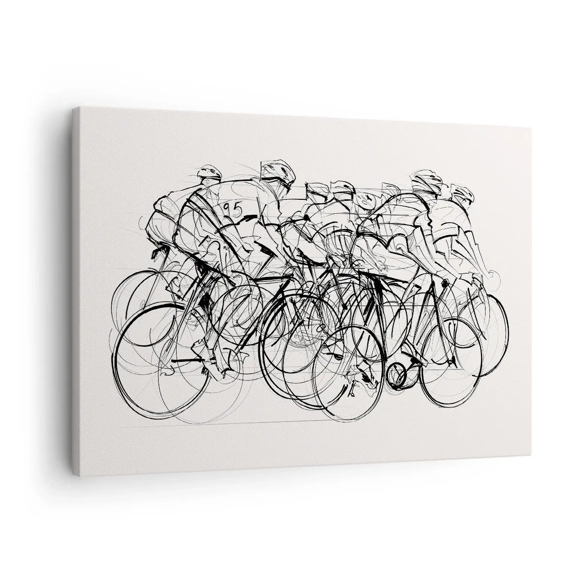 Quadro su tela - Stampe su Tela - Un gruppo di ciclisti in movimento in stile minimalista - 70x50cm - Insieme - Decorazione murale moderna per soggiorno e camera da letto ARTTOR