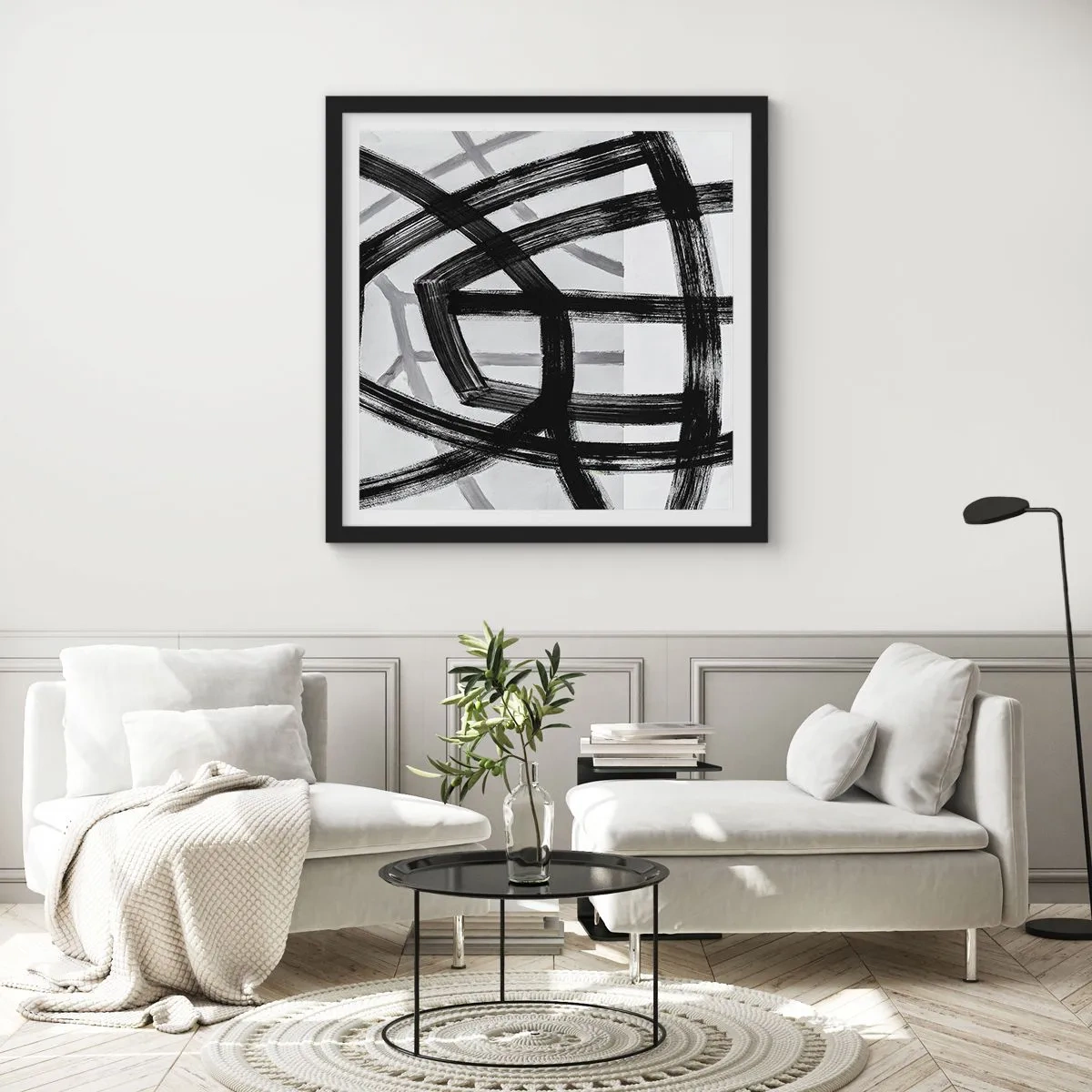 Poster in cornice nera - Costruendo la profondità - 50x50 cm