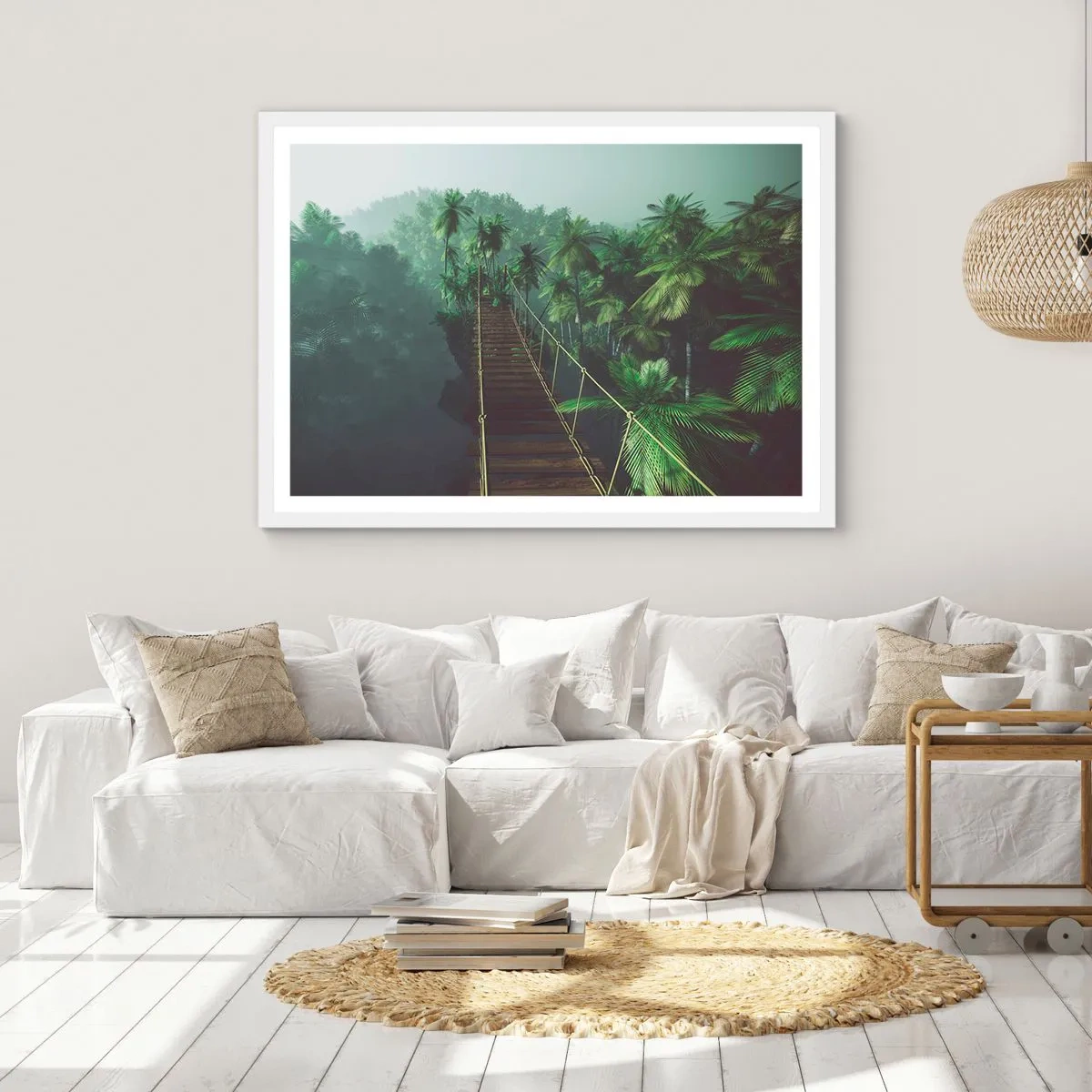 Poster in cornice bianca - Nel vortice del verde - 91x61 cm