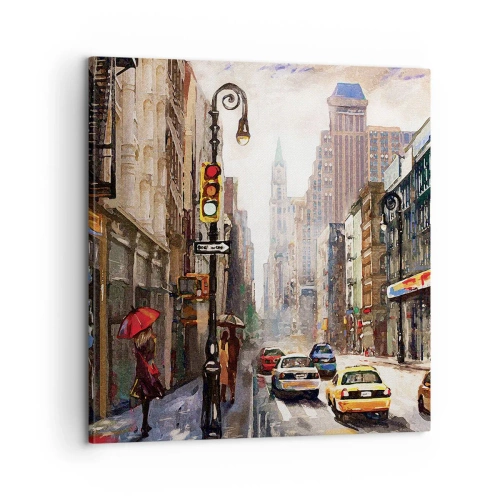 Quadro su tela - Stampe su Tela - New York: colorata anche sotto la pioggia - 60x60 cm