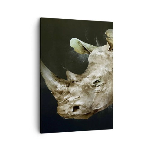 Quadro su tela - Stampe su Tela - Ritratto di un rinoceronte in forma artistica - 50x70cm - Vera forza mascolina - Decorazione murale moderna per soggiorno e camera da letto ARTTOR