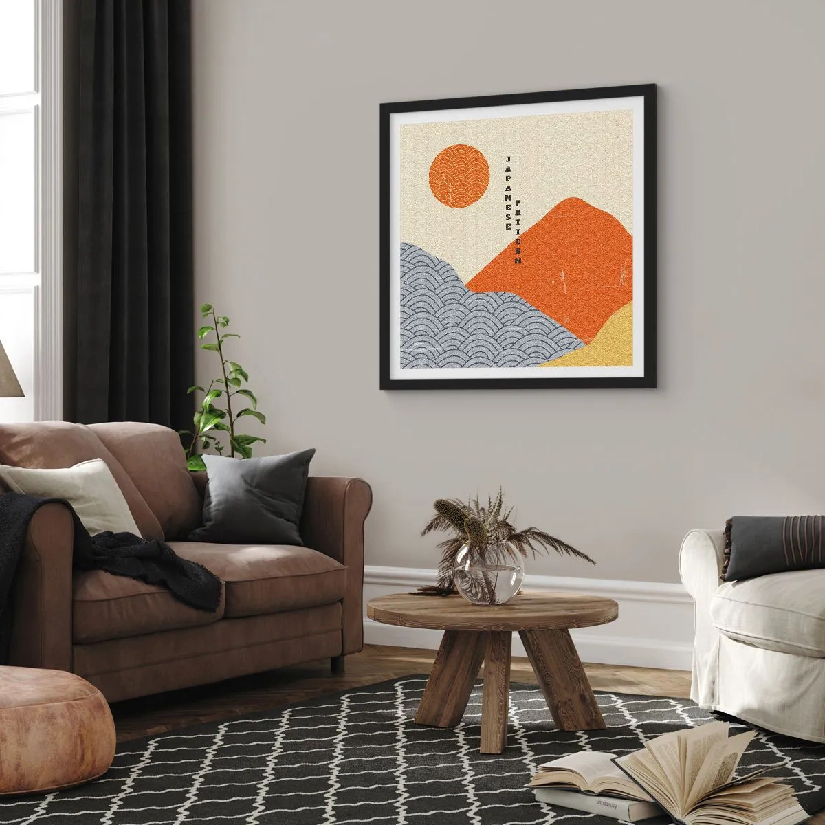 Poster in cornice nera - Spirito giapponese - 40x40 cm