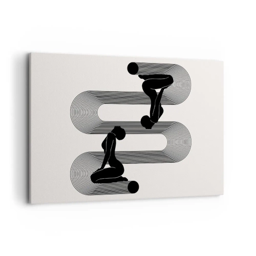 Quadro su tela - Stampe su Tela - Sagome nere con linee geometriche su sfondo chiaro - 120x80cm - Simmetria sensuale - Decorazione murale moderna per soggiorno e camera da letto ARTTOR