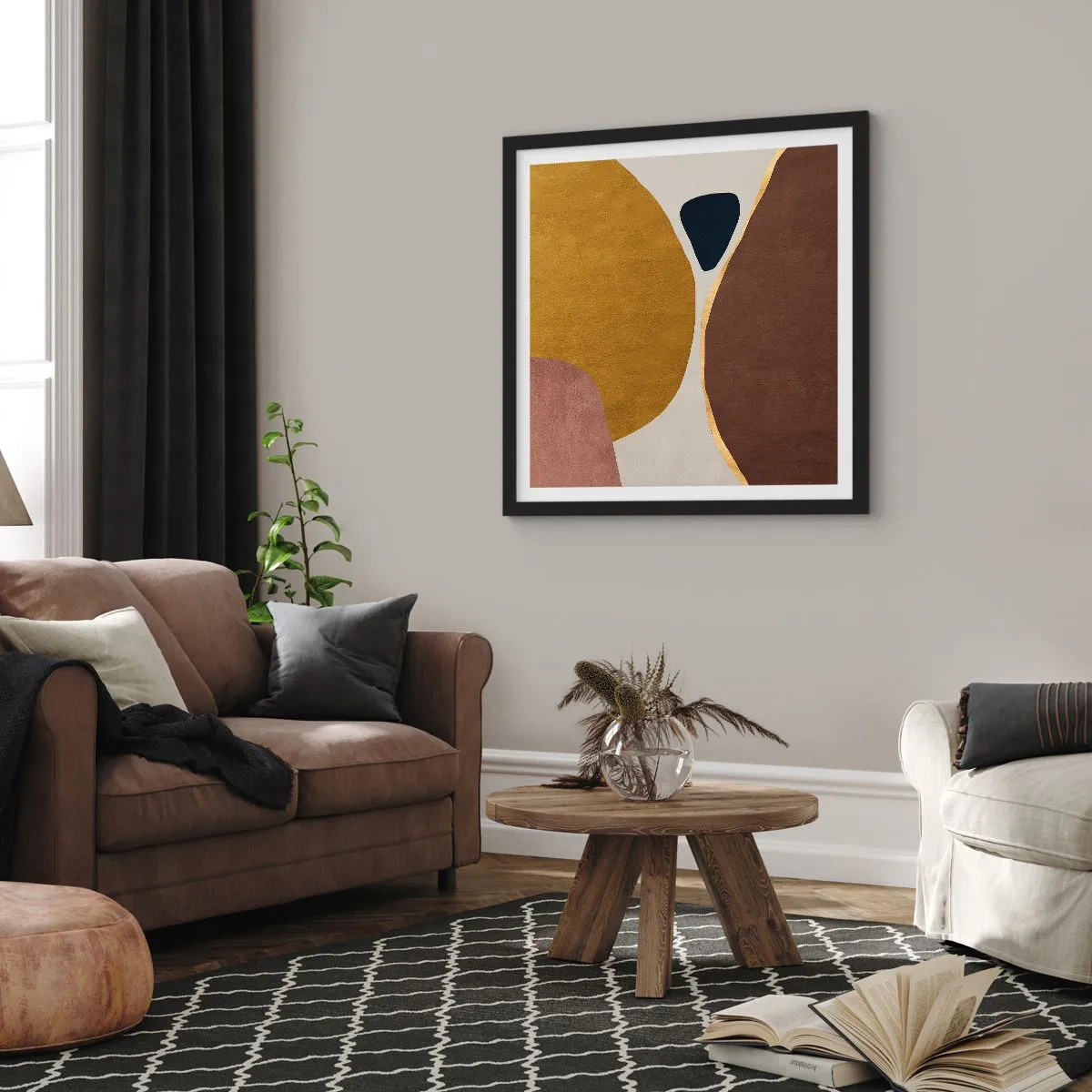 Poster in cornice nera - Astrazione: un luogo nello spazio - 50x50 cm