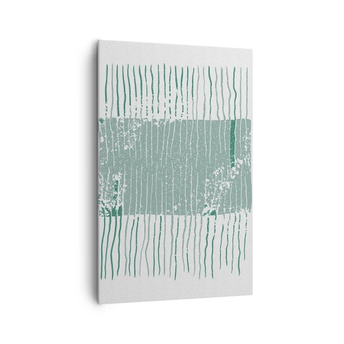 Quadro su tela - Stampe su Tela - Motivo geometrico nei toni del verde mare e del bianco - 80x120cm - Astrazione marina - Decorazione murale moderna per soggiorno e camera da letto ARTTOR