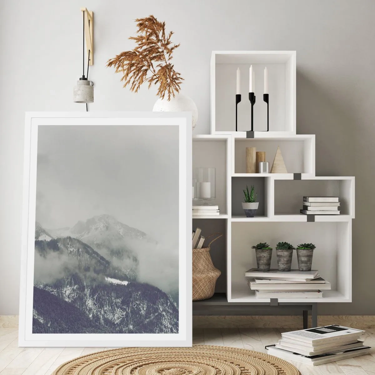 Poster in cornice bianca - La valle delle nebbie - 30x40 cm