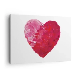 Quadro su tela - Stampe su Tela - Un cuore rosa e rosso dipinto con un pennello - 70x50cm - All you need is love - Decorazione murale moderna per soggiorno e camera da letto ARTTOR