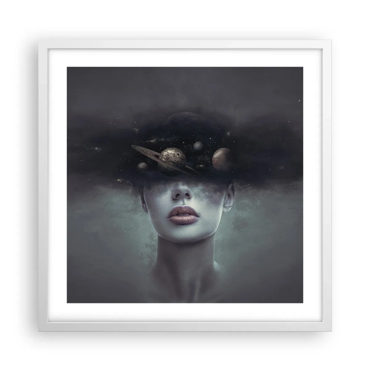 Poster in cornice bianca - E i pianeti folleggiano... - 50x50 cm
