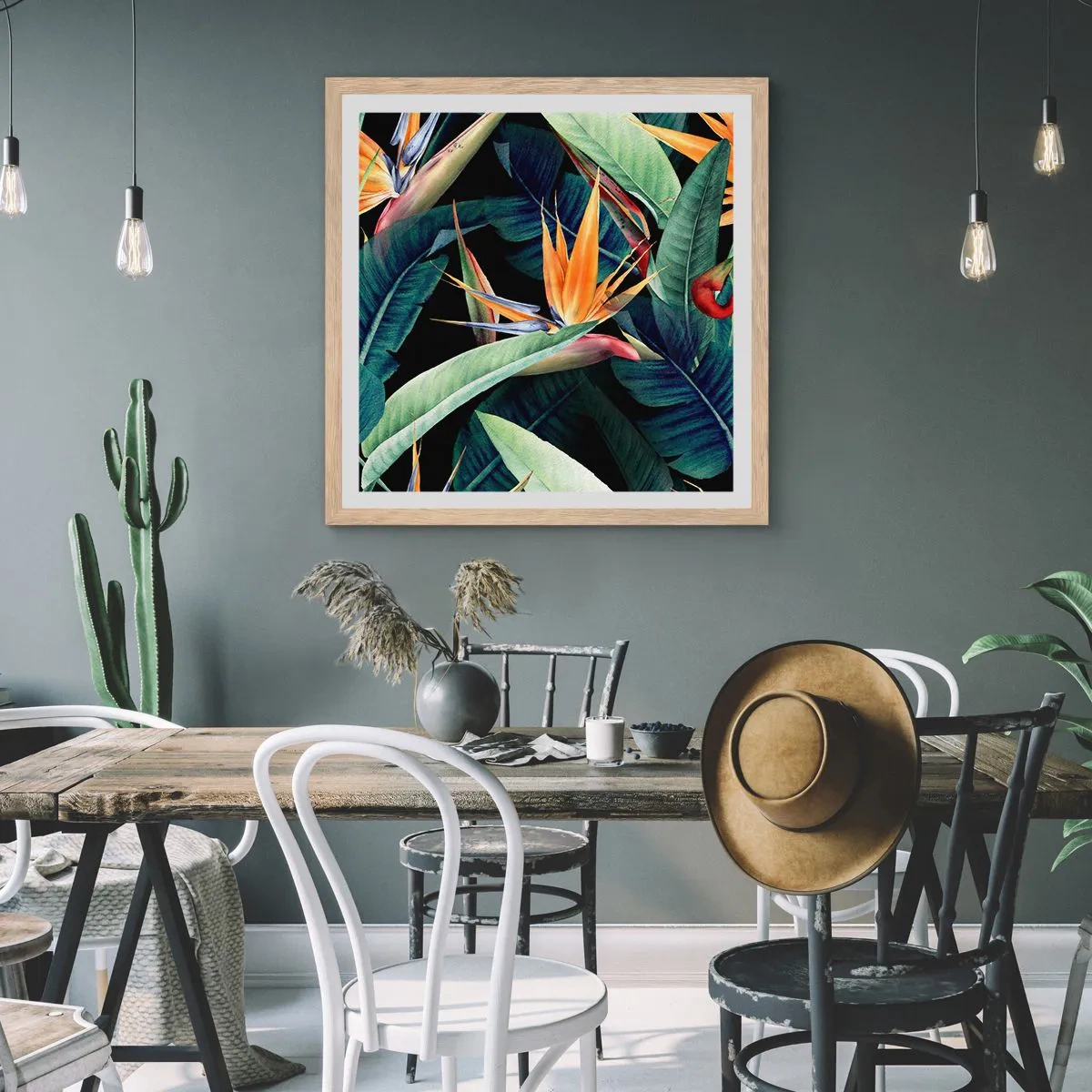 Poster in cornice rovere chiaro - I fiori fiammeggianti dei tropici - 40x40 cm