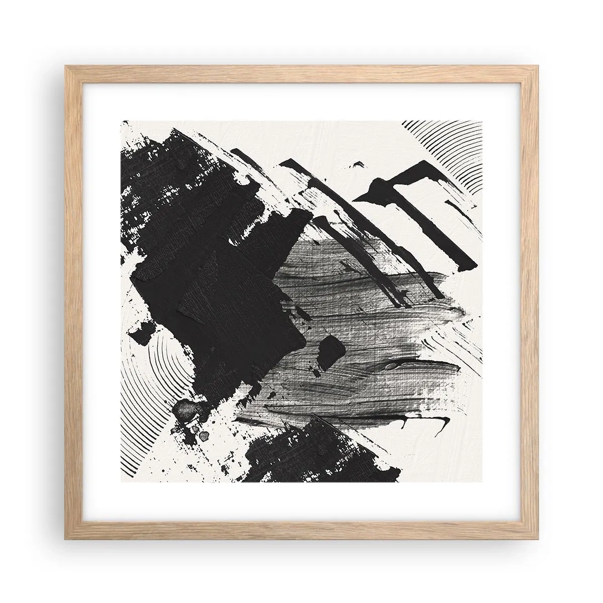 Poster in cornice rovere chiaro - Astrazione: espressione di nero - 40x40 cm