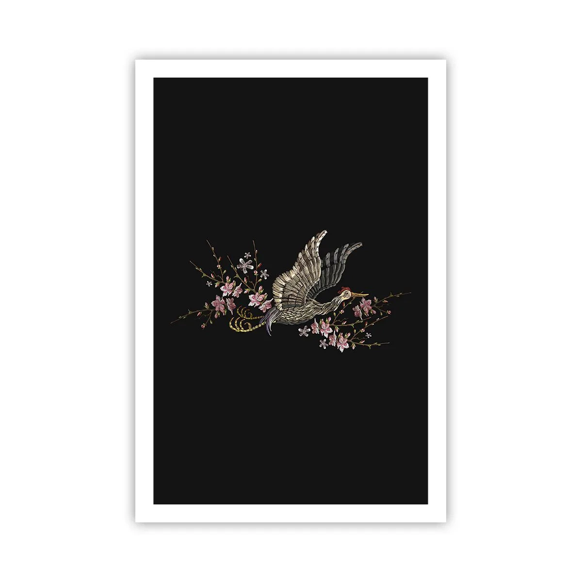 Poster - Uccello esotico ricamato - 61x91 cm