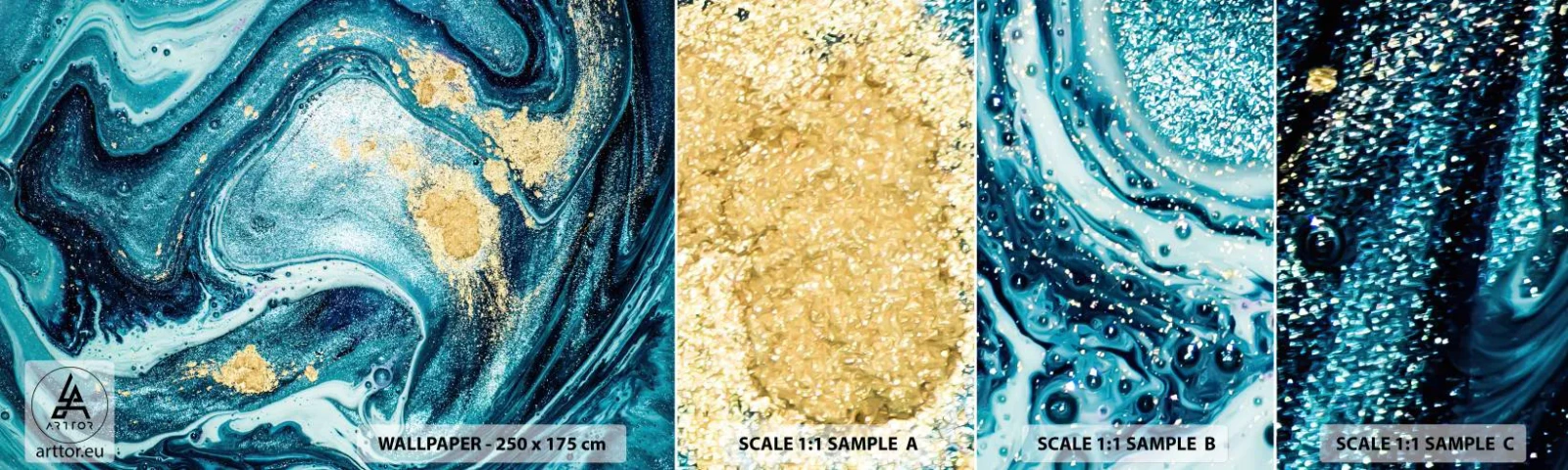 Campione Di Fotomurale Standard Eco - Vortice blu - Astrazione, Pezzo, Modello moderno - 100x30 cm