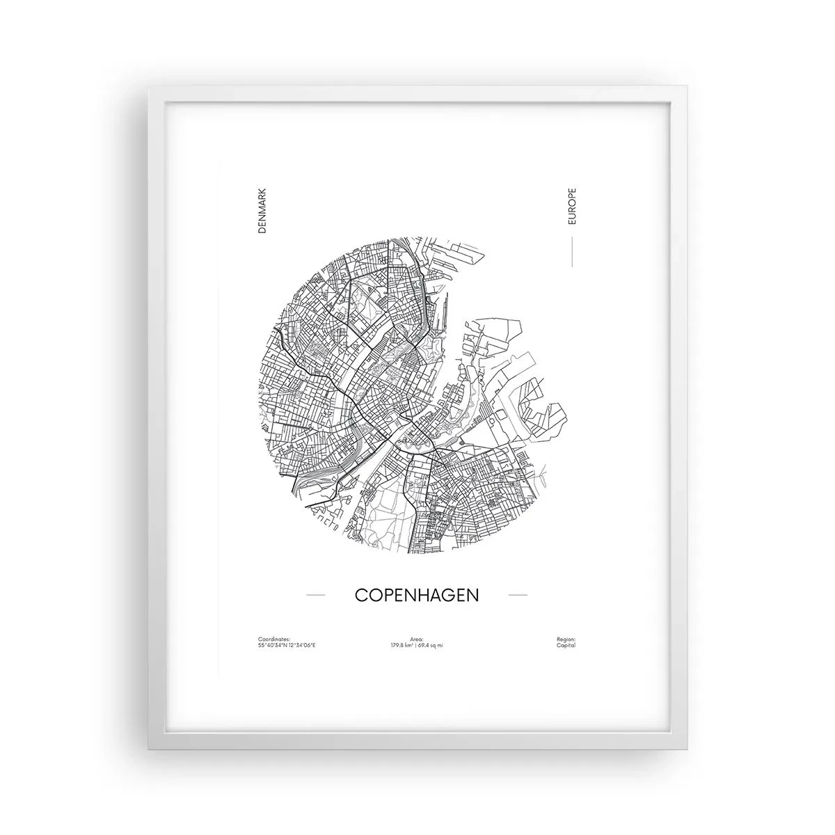 Poster in cornice bianca - Anatomia di Copenaghen - 40x50 cm