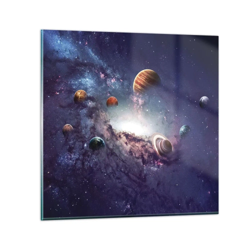 Quadro su vetro - Sistema solare danzante - 30x30 cm