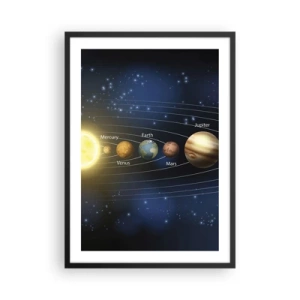 Poster in cornice nera - Il sistema solare con i pianeti sullo sfondo delle stelle - 50x70cm - Uno su dieci - Decorazione murale moderna per soggiorno e camera da letto ARTTOR