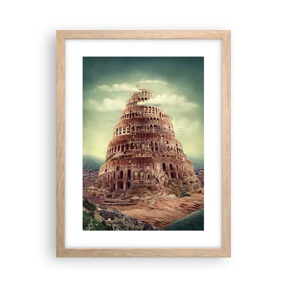 Poster in cornice rovere chiaro - La torre di Babele - 30x40 cm
