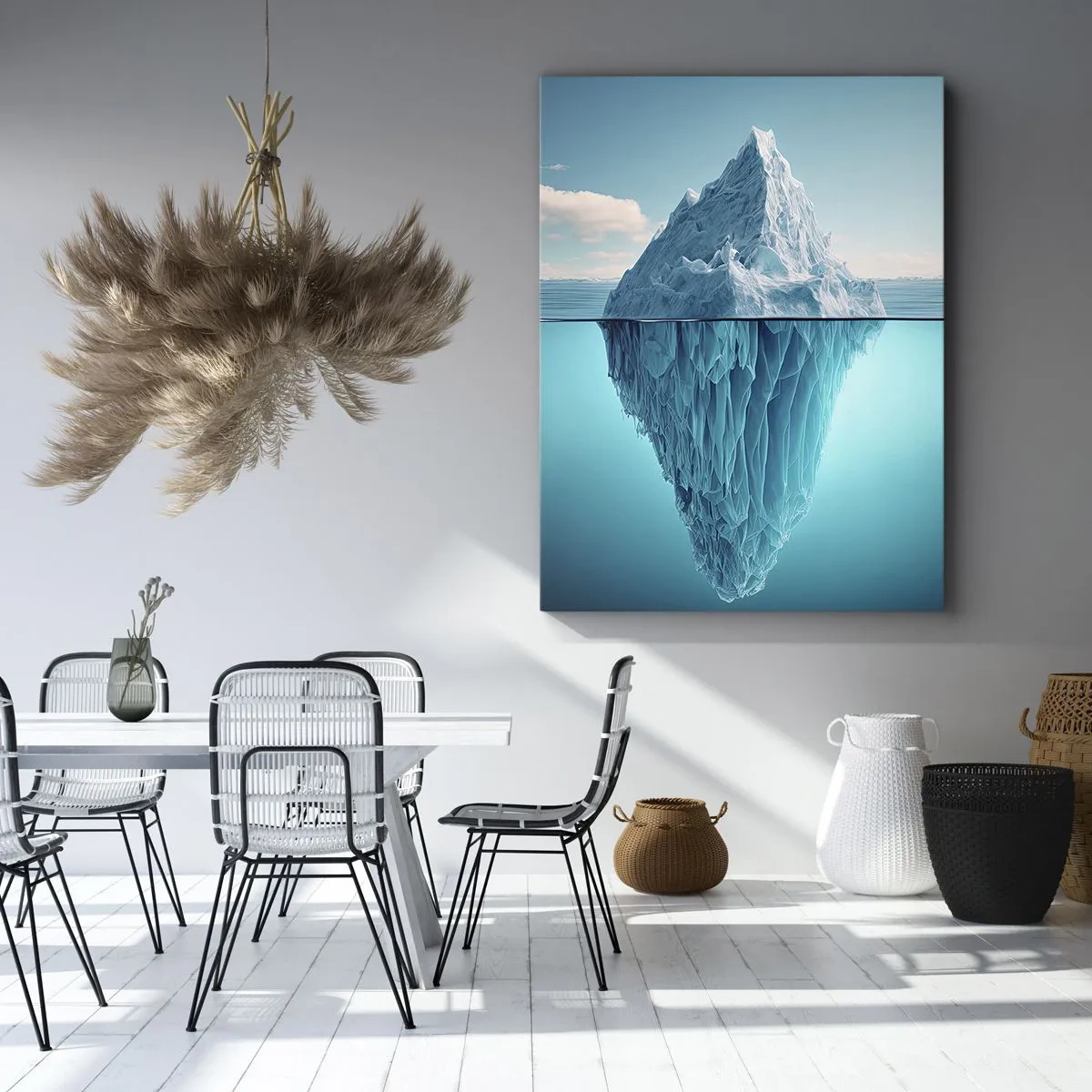 Quadro su tela - Stampe su Tela - Un iceberg visibile sopra e sotto la superficie dell'acqua - 70x100cm - Il re del ghiaccio - Decorazione murale moderna per soggiorno e camera da letto ARTTOR