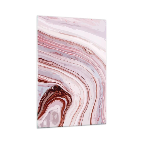 Quadro su vetro - Motivo astratto in rosa e bianco - 70x100cm - Dritto, poi a destra in basso - Decorazione murale moderna per soggiorno e camera da letto ARTTOR
