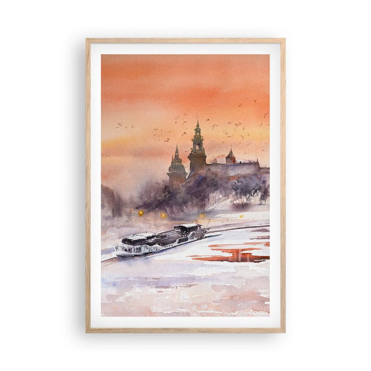 Poster in cornice rovere chiaro - Tramonto reale - 61x91 cm