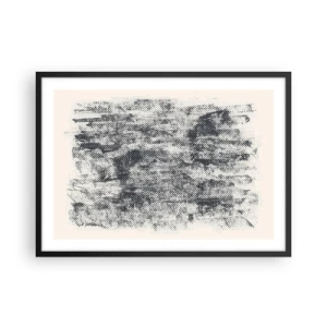 Poster in cornice nera - Composizione astratta nebbiosa in tonalità di grigio - 70x50cm - Composizione nebbiosa - Decorazione murale moderna per soggiorno e camera da letto ARTTOR