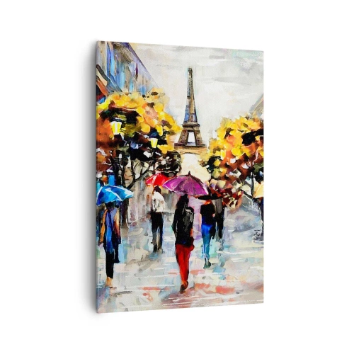 Quadro su tela - Stampe su Tela - Una passeggiata autunnale a Parigi con vista sulla Torre Eiffel - 70x100cm - Bella soprattutto d'autunno - Decorazione murale moderna per soggiorno e camera da letto ARTTOR