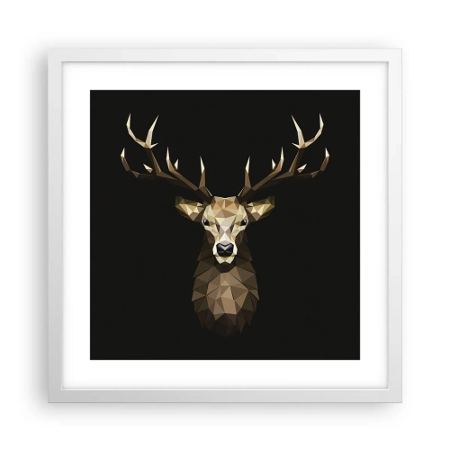 Poster in cornice bianca - Cervo cubista - 40x40 cm