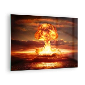 Quadro su vetro - Un'esplosione di una nube a forma di fungo nei colori intensi di un tramonto - 70x50cm - E sarà la fine - Decorazione murale moderna per soggiorno e camera da letto ARTTOR