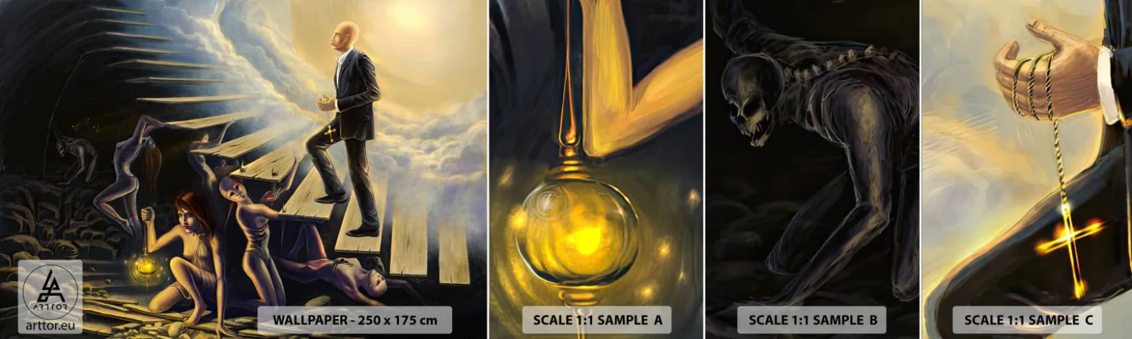 Campione Di Fotomurale Standard Eco - Viaggio dantesco verso la luce - Astrazione, Fantasia, Persone - 100x30 cm