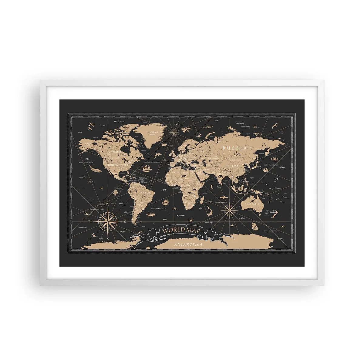 Poster in cornice bianca - I confini del mio mondo - 70x50 cm