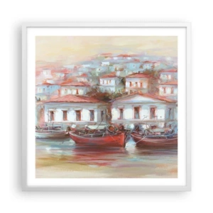 Poster in cornice bianca - Cittadina felice - 60x60 cm