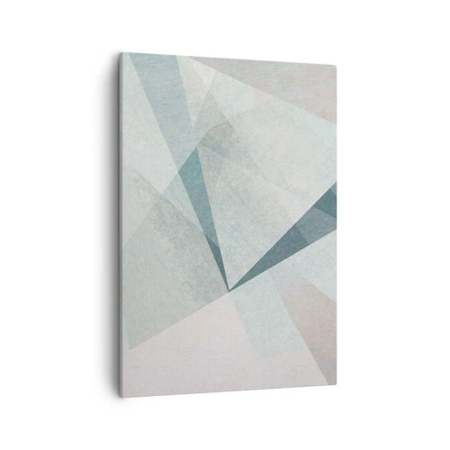 Quadro su tela - Stampe su Tela - Forme geometriche in tonalità pastello di blu e grigio - 50x70cm - Con calma ma dinamicamente - Decorazione murale moderna per soggiorno e camera da letto ARTTOR