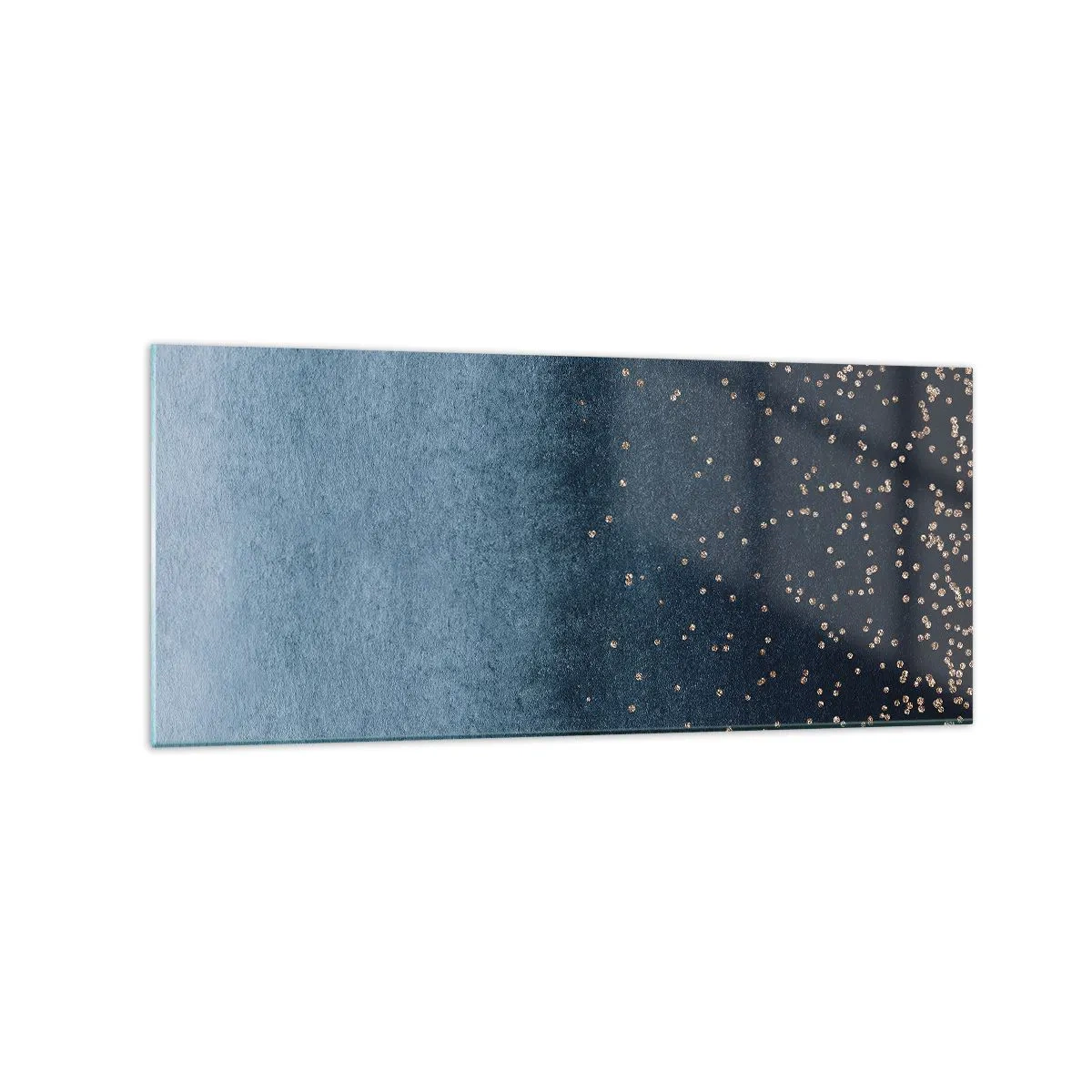 Quadro su vetro - Sfumature blu con sottili accenti dorati - 120x50cm - Composizione: fasi blu - Decorazione murale moderna per soggiorno e camera da letto ARTTOR