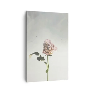 Quadro su tela - Stampe su Tela - Una rosa delicata contro un cielo luminoso con uccelli che volano - 80x120cm - Il benvenuto alla primavera - Decorazione murale moderna per soggiorno e camera da letto ARTTOR