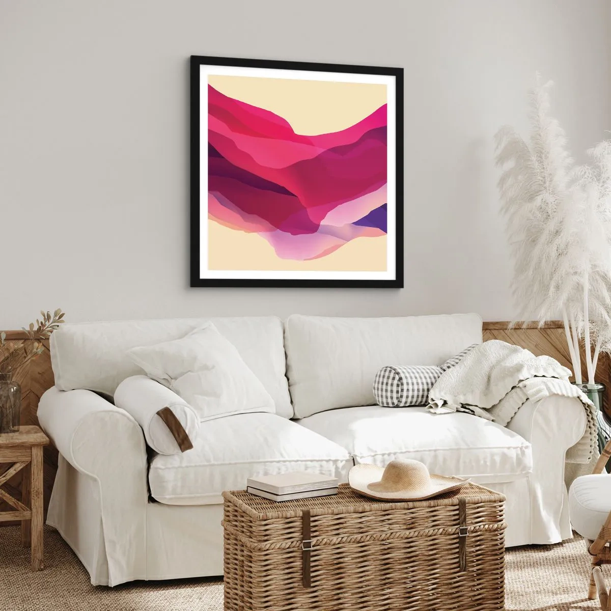 Poster in cornice nera - Onde di porpora - 50x50 cm