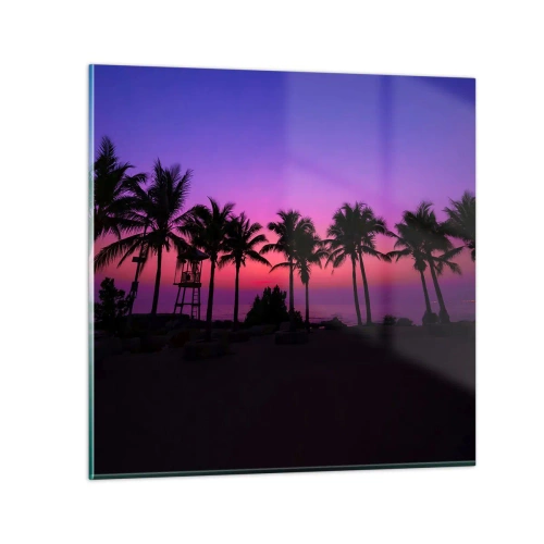 Quadro su vetro - Sera sotto le palme - 50x50 cm