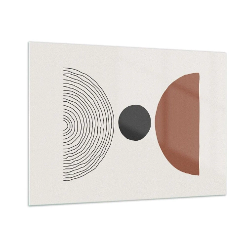 Quadro su vetro - Forme geometriche astratte su uno sfondo chiaro - 100x70cm - Al centro dell'attenzione - Decorazione murale moderna per soggiorno e camera da letto ARTTOR