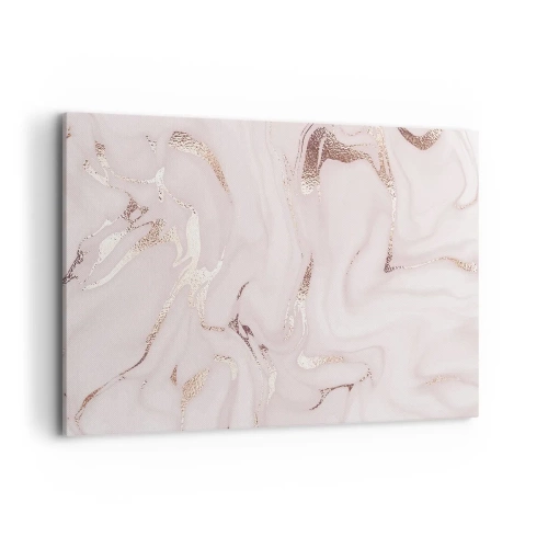 Quadro su tela - Stampe su Tela - Elegante astrazione nei toni del rosa e dell'oro - 100x70cm - Nella follia rosa - Decorazione murale moderna per soggiorno e camera da letto ARTTOR