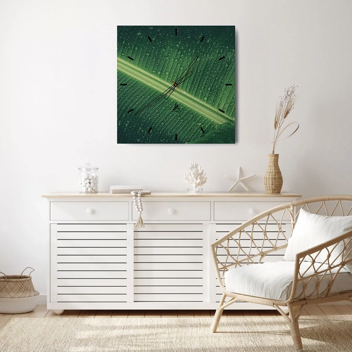 Orologio da parete - Orologio in Vetro - La struttura del verde - 40x40 cm