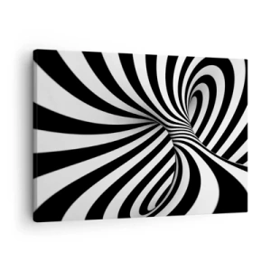 Quadro su tela - Stampe su Tela - Tunnel astratto con strisce a spirale bianche e nere - 70x50cm - Composizione: spazio danzante - Decorazione murale moderna per soggiorno e camera da letto ARTTOR