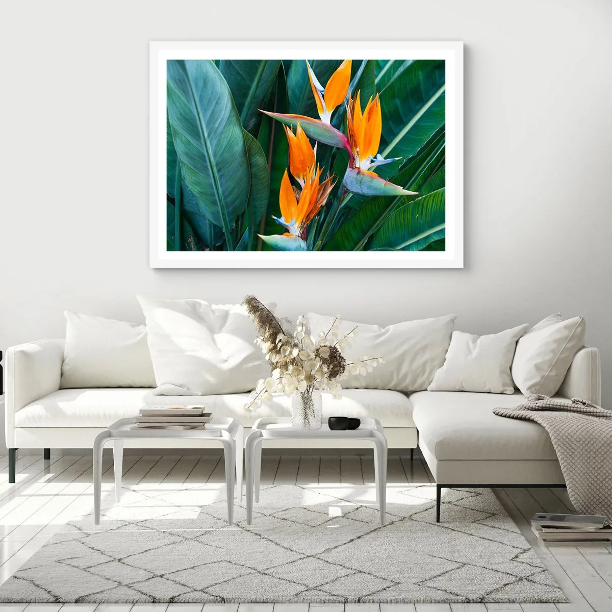 Poster in cornice bianca - È un fiore o un uccello? - 100x70 cm