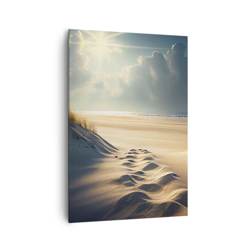 Quadro su tela - Stampe su Tela - Dune dorate sulla spiaggia al tramonto con vista sul mare - 70x100cm - Paesaggio rilassante - Decorazione murale moderna per soggiorno e camera da letto ARTTOR