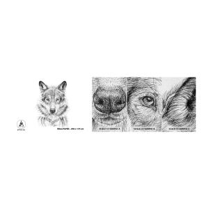 Campione di Fotomurale Premium Canvas - Condottiero nato - Lupo, Schizzo, scandinavo - 100x30 cm