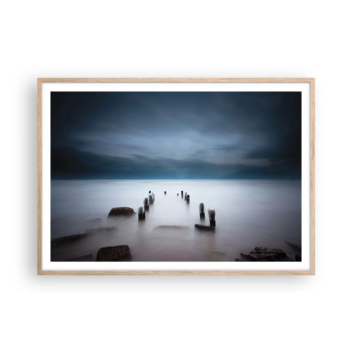 Poster in cornice rovere chiaro - Lago pensieroso - 100x70 cm