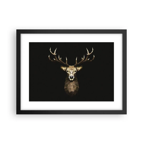 Poster in cornice nera - Cervo cubista - 40x30 cm