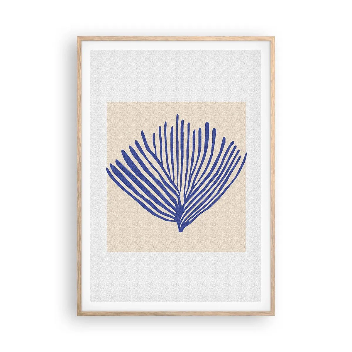 Poster in cornice rovere chiaro - Ventaglio blu - 70x100 cm