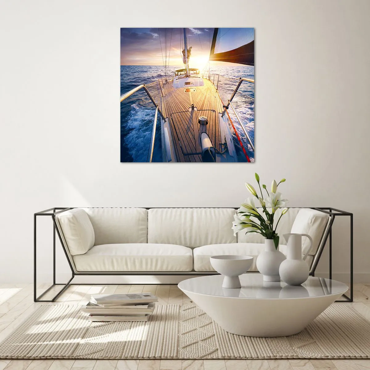 Quadro su vetro - Correndo sulle onde - 60x60 cm