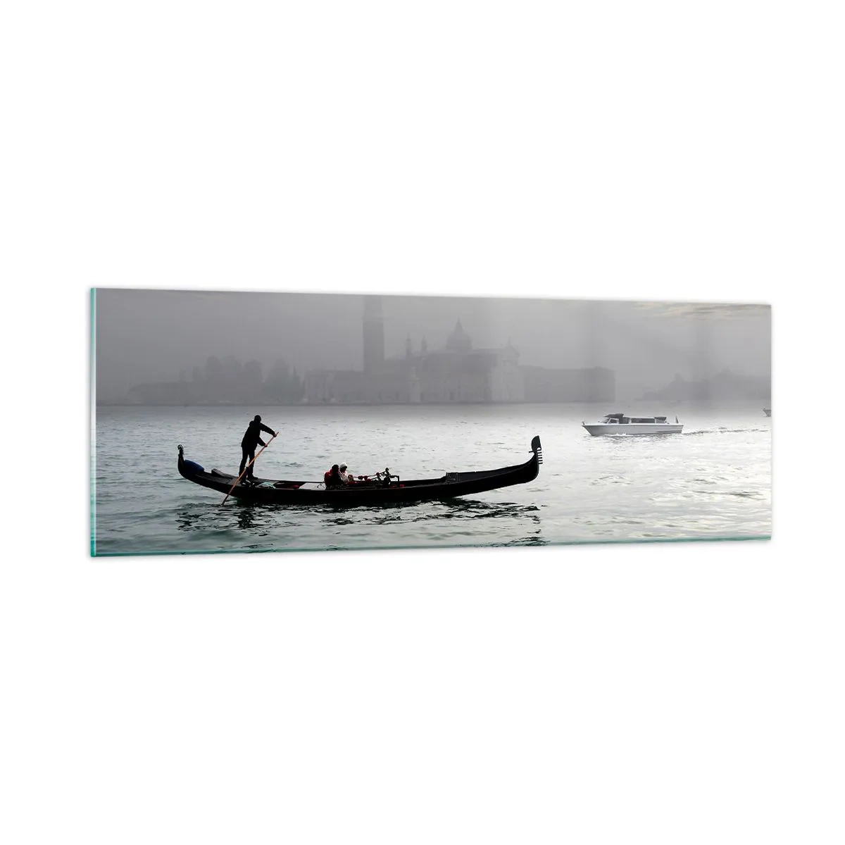 Quadro su vetro - Città magica di acqua e nebbia - 90x30 cm