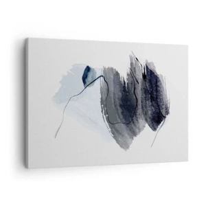Quadro su tela - Stampe su Tela - Composizione astratta nei toni del grigio e del blu - 70x50cm - Intensità e movimento - Decorazione murale moderna per soggiorno e camera da letto ARTTOR