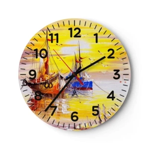 Orologio da parete - Orologio in Vetro - Meritato riposo nel porto - 40x40 cm